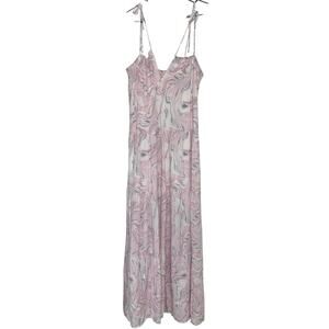 Buddy Love Reese Maxi Dress Size Large Pink Quartz Swirl Print Tie-Shoulder NWT